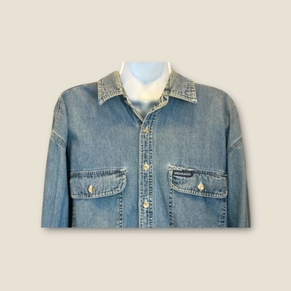 Dickies Denim Long Sleeve Button Down Shirt Medium
